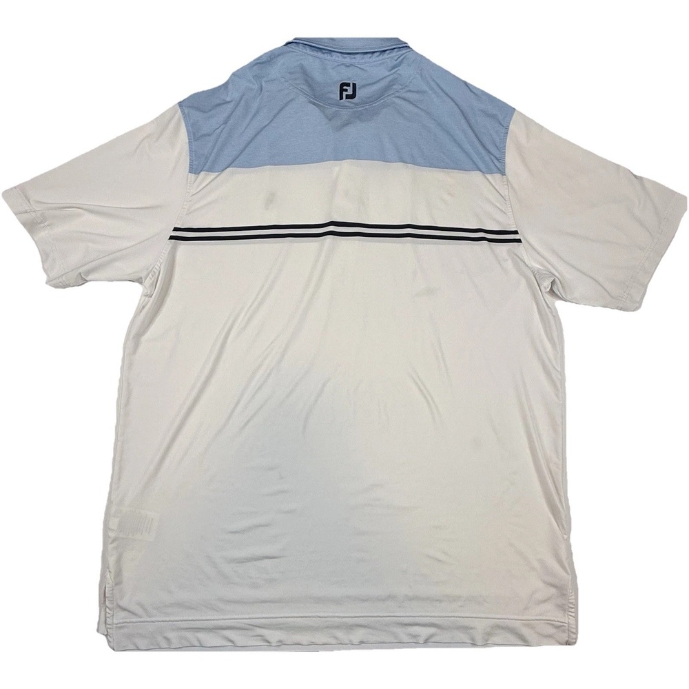 Footjoy FJ Golf Polo Abaco Club Blue White Short Sleeve Stretch Mens XL - Picture 9 of 14